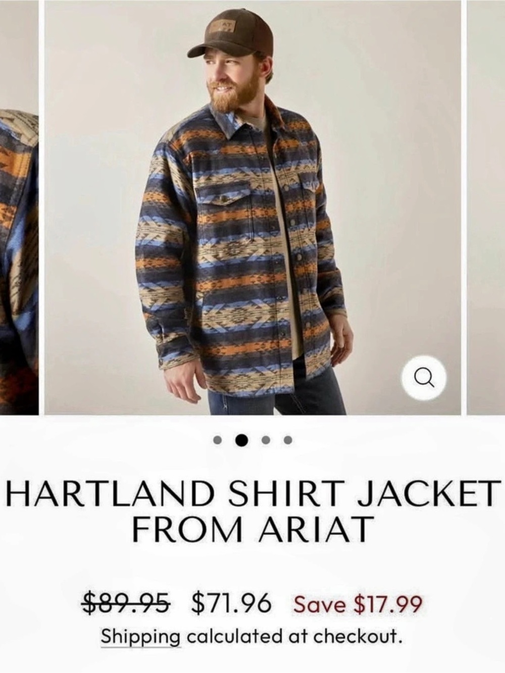 Ariat Hartland Shirt Jacket Men's Geometric Blue & Brown XL